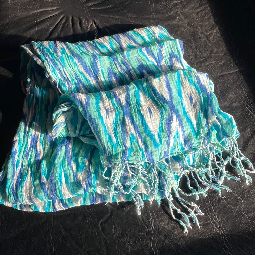 Women’s teal, purple, blue scarf
